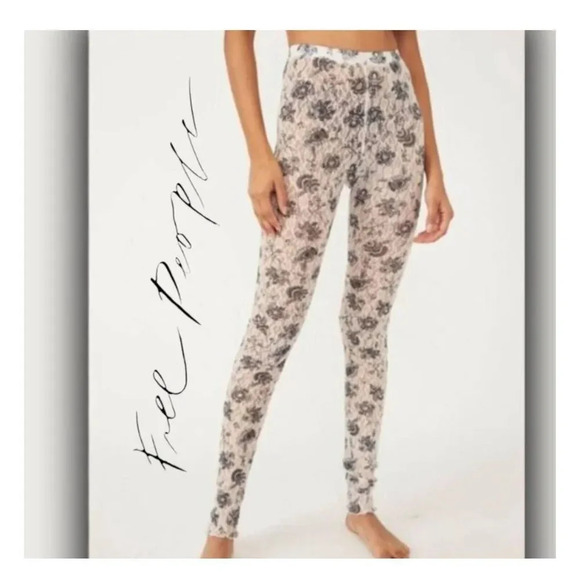 Free People Intimately Layered In Lace Leggings In Chamoix Combo Sz M - Picture 3 of 11